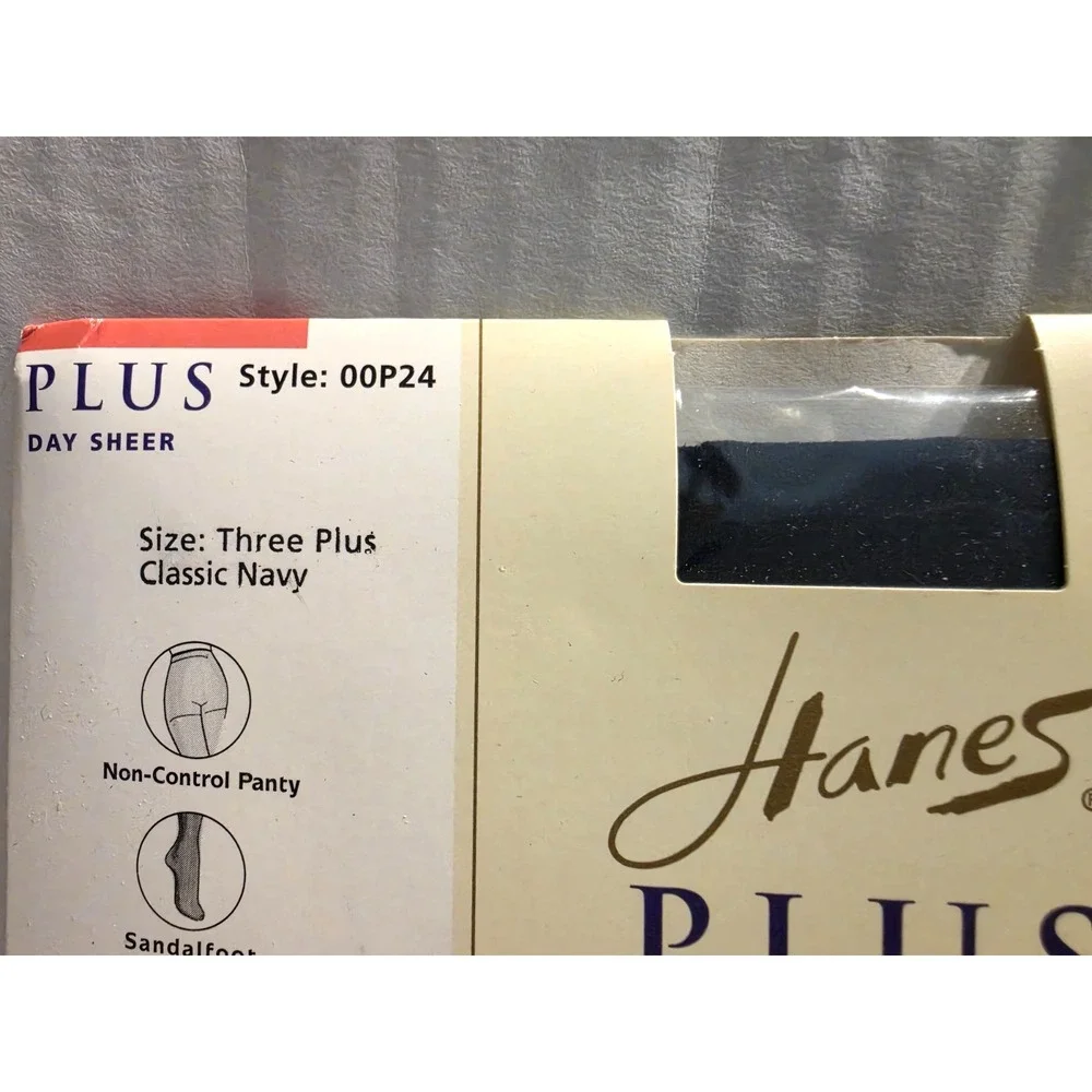 Hanes Plus Fitting Pretty Day Sheer Three Plus 3+ Navy
